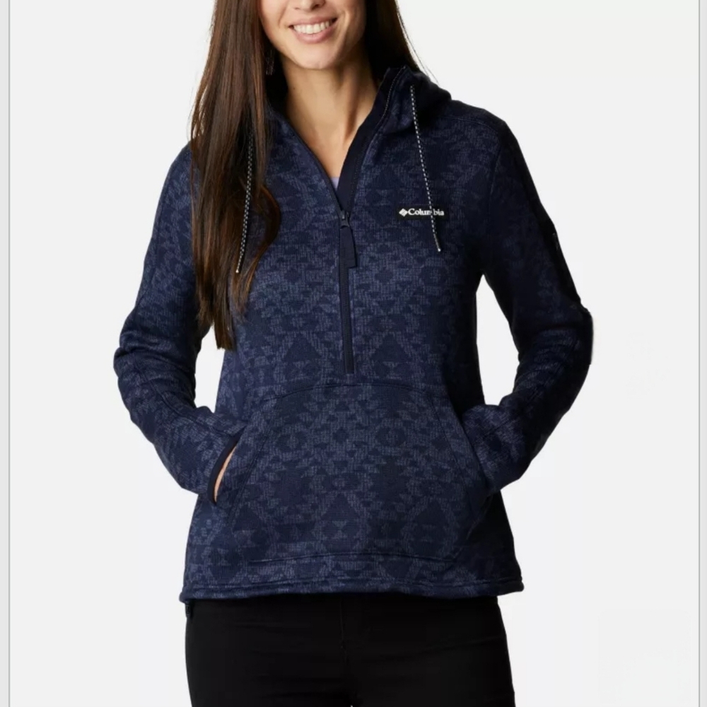 Columbia Women's Fox Glacier Hooded Half Zip Sweater Jacket Sz L